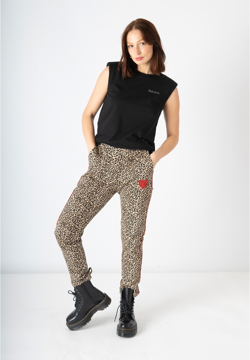 Pantalón Rockmantic Woman de animal print visto de frente, moda para mujer en Valladolid.