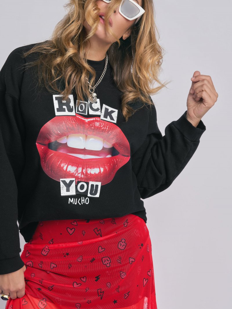 Sudadera Labios Rock You Aire Retro Nodrama