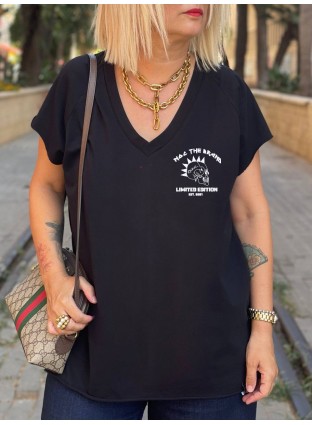 Camiseta Oversize Basica Skull Negra Valladolid