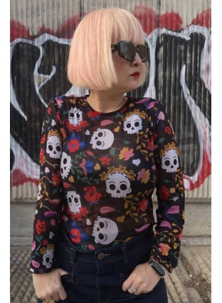 Camiseta Tul Skull Flower Noc The Brand Nodrama-valldolid