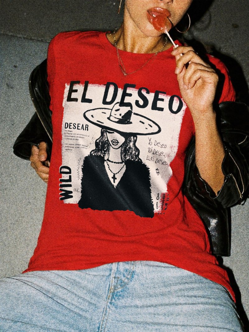 Camiseta Roja Deseo Aire Retro Nodrama2 Valladolid