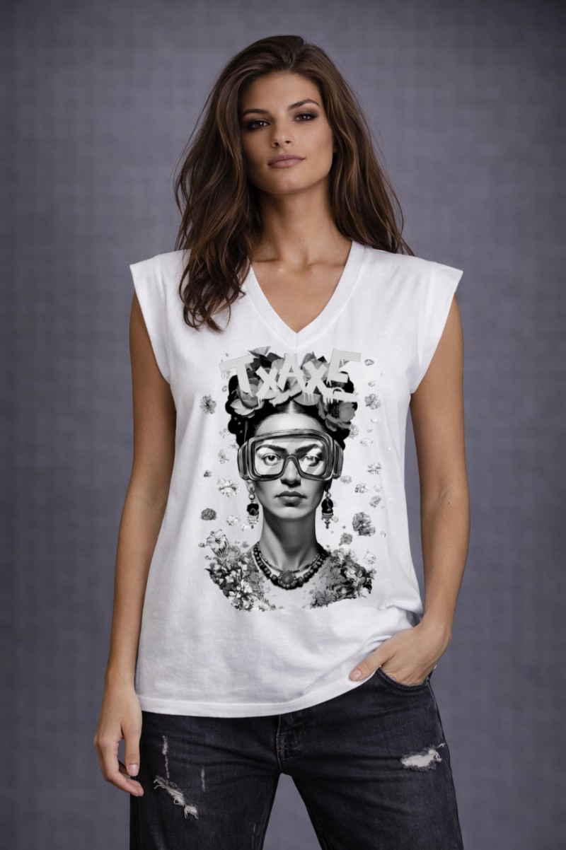 Camiseta De Mujer Con Hombreras Lasal Fxaxe Blanco Vallaldolid Nodrama