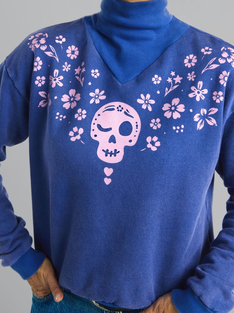 Sudadera Azul Calavera Aire Retro Valladolid